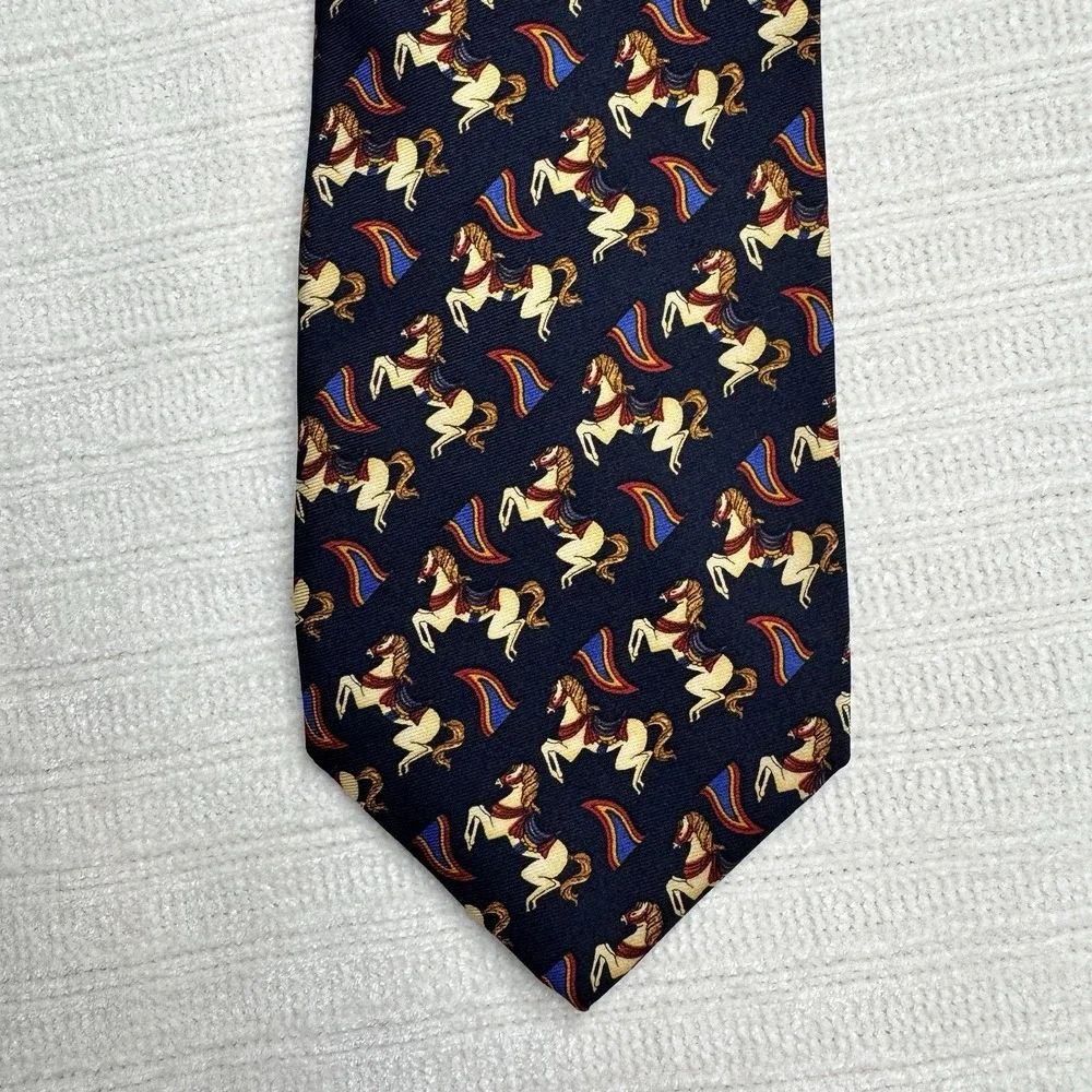Brooks Brothers Makers Silk Horse Rainbow‎ Navy Mens Tie OS USA